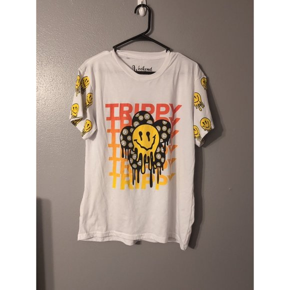 Weekend Warriors White Graphic T Shirt Stay Trippy Size L - Picture 1 of 4